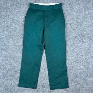 Dickies Work Pants Womens 30x26 Green Straight Leg Uniform Casual Flat Front